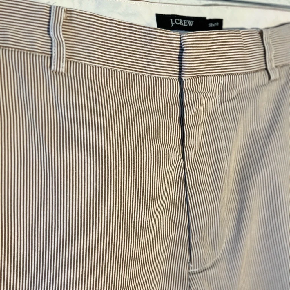 J. CREW MEN'S TAN & WHITE SEERSUCKER SHORTS Cotton Preppy SIZE 32